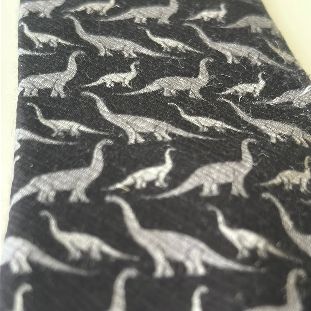 Boys 14” Clip-on Neck Tie Dockers Dinosaur Print 100% Silk